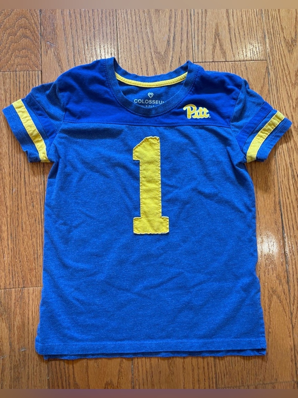 Colosseum Girls Pitt Panthers #1 Football Shirt Blue Gold Size M 7/8